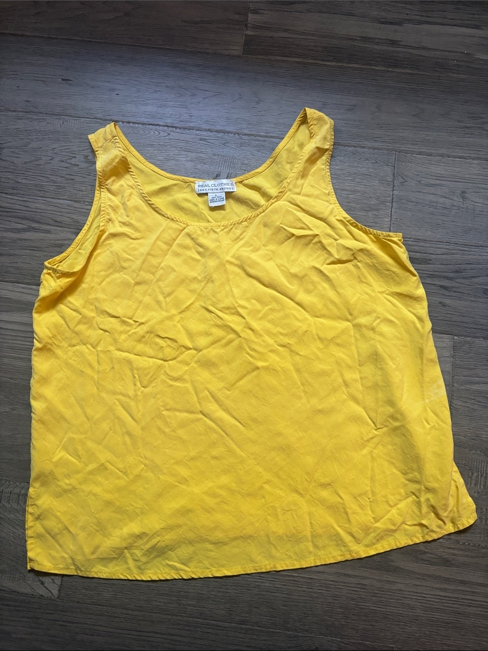Saks Fifth Avenue | Real Clothes 100% Silk Yellow Tank Top Size Large